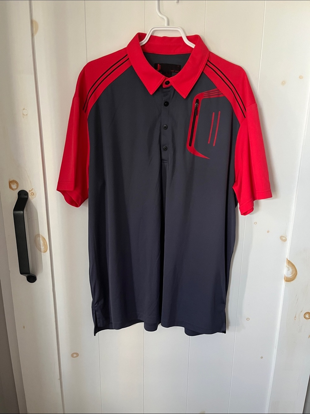 jamie sadock Red and Charcoal Short-Sleeve Performance Polo